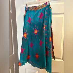 Vibrant Teal and Pink wrap skirt
